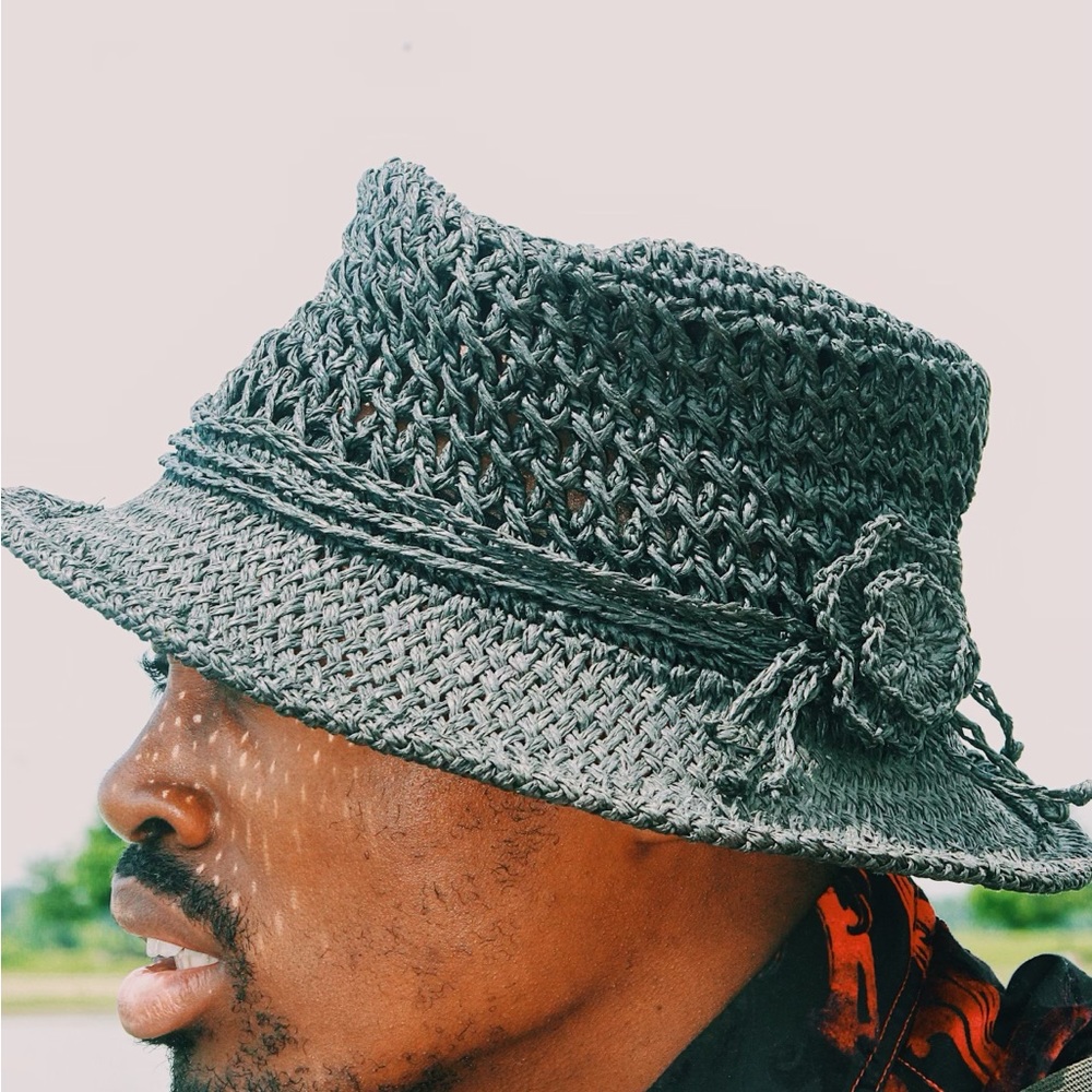 Black Handmade Paper//Straw Hat